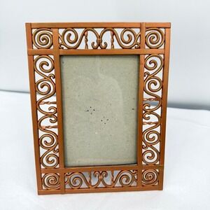 VTG Elsa L Picture Frame Copper Scroll Ornate Filigree‎ Metal Tabletop Decor